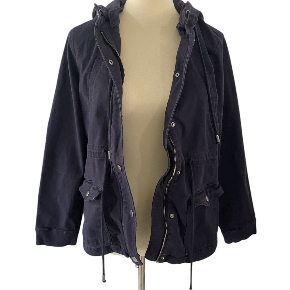 Market & Spruce Navy Utility Jacket Lightweight, Hoodie, Women's Small‎ - Picture 8 of 11